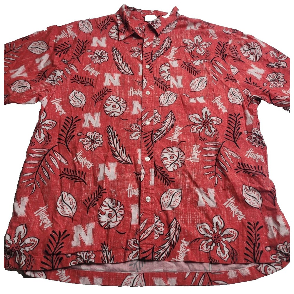 Wes and Willy Nebraska Cornhuskers Men's‎ Vintage Floral Shirt XXL